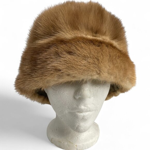 Vintage Mink Fur Hat Brown Women's Walnut Brown - Picture 1 of 8